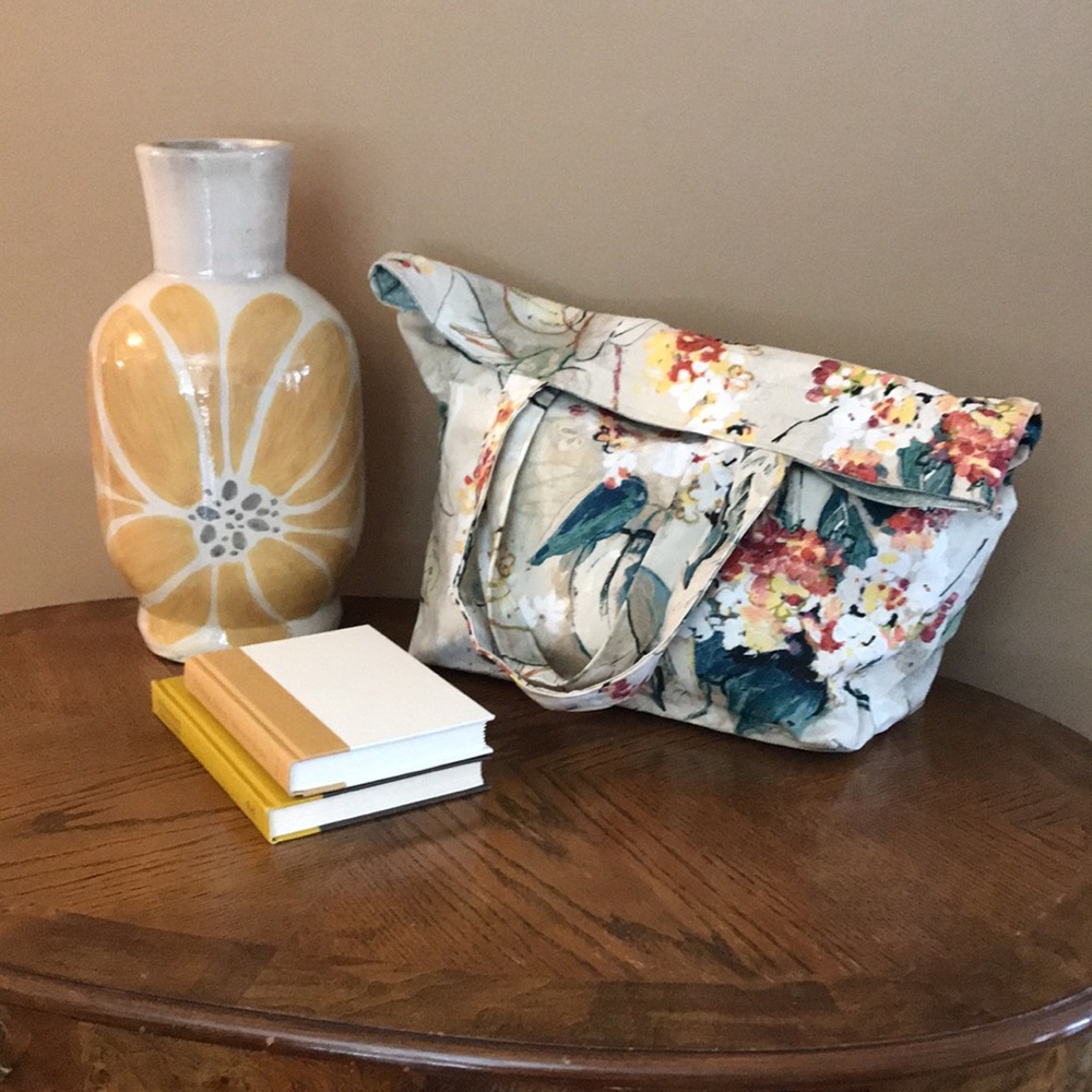 Handmade Women's Floral Tote Bag, Market Tote Bag, Work Tote Bag with pockets